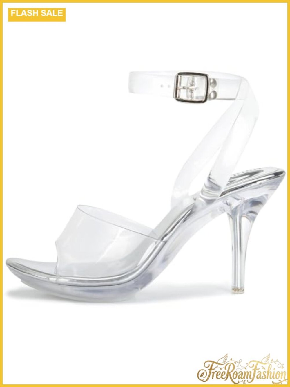 Clear Strappy Platform Heeled Sandals Ankle Strap Stiletto Open Toe Slingback